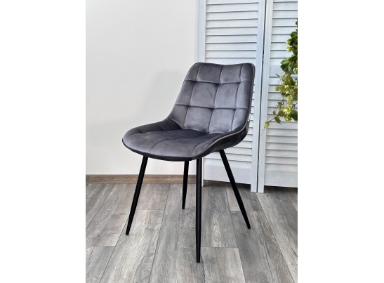 Стул MIAMI G062-40 серый, велюр/ черный каркас в Каменске-Уральском