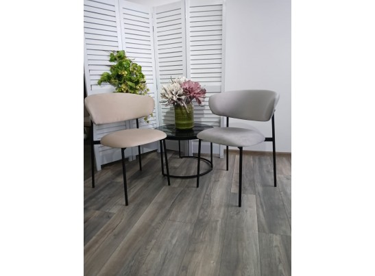 Стул ЛЕОНАРДО H-09 Светло-серый, велюр / черный каркас в Каменске-Уральском