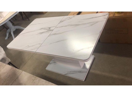 Стол ALTA 120 GREY-WHITE MARBLE/ WHITE глазурованное стекло в Каменске-Уральском