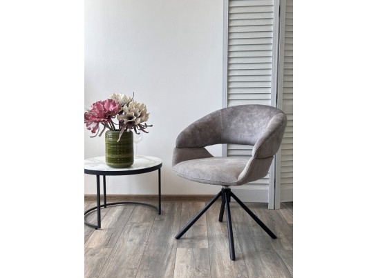 Стул EMBER 360 град. поворот. 7525-180 Серый, велюр/ ENJOY-451 Серый, ткань/ Черный, ®DISAUR в Каменске-Уральском