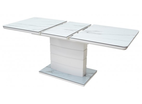 Стол ALTA 120 GREY-WHITE MARBLE/ WHITE глазурованное стекло в Каменске-Уральском