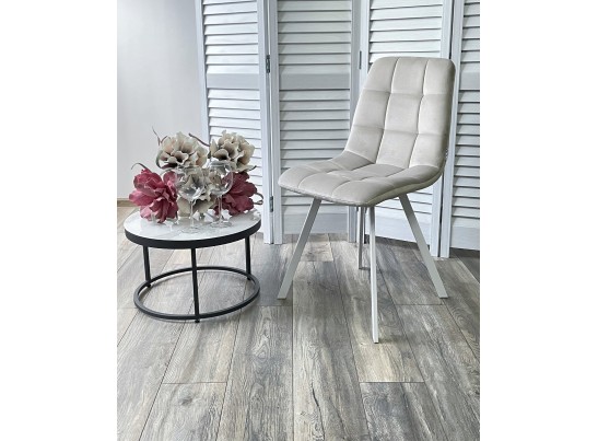 Стул CHILLI SQUARE G108-06 серебристо-серый, велюр/ белый каркас в Каменске-Уральском