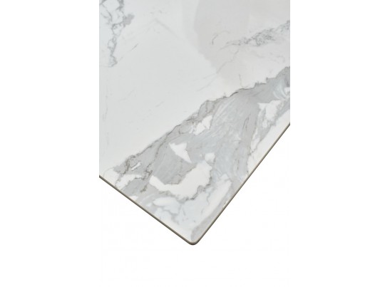 Стол CREMONA 160 HIGH GLOSS STATUARIO Белый мрамор глянцевый, керамика/ белый каркас в Каменске-Уральском