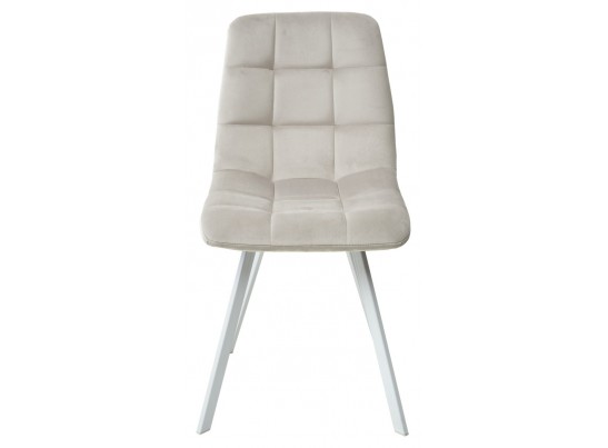 Стул CHILLI SQUARE G108-06 серебристо-серый, велюр/ белый каркас в Каменске-Уральском