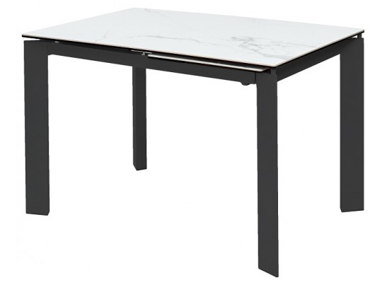 Стол CORNER 120 MATTE STATUARIO Белый мрамор матовый керамика, стекло/ черный каркас, ®DISAUR в Каменске-Уральском
