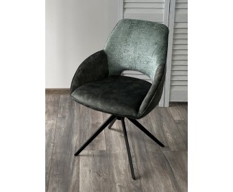 Стул BERRIES 360 град., Зеленый Loris-39, велюр/темно-зеленый 7525-156, велюр/ черный каркас, DISAUR