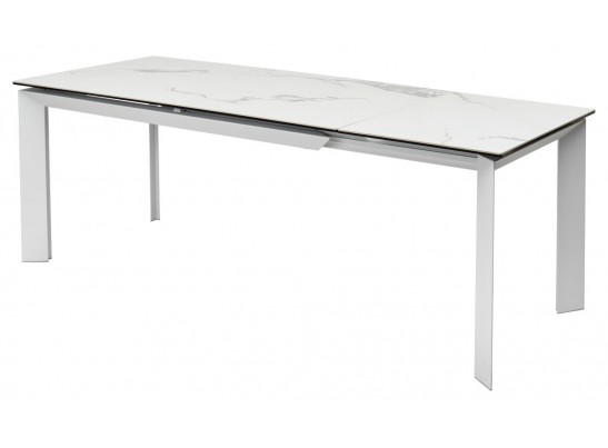 Стол CREMONA 160 HIGH GLOSS STATUARIO Белый мрамор глянцевый, керамика/ белый каркас в Каменске-Уральском