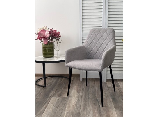 Стул NOVARA Barrel-83 Серый, ткань / черный каркас / Товарный знак DISAUR в Каменске-Уральском