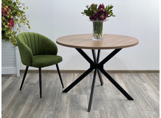 Стол ВЕГА D100 Дуб Канзас / черный каркас в Каменске-Уральском