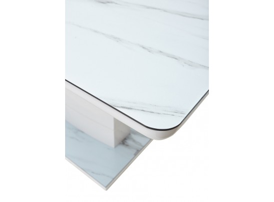 Стол ALTA 120 GREY-WHITE MARBLE/ WHITE глазурованное стекло в Каменске-Уральском