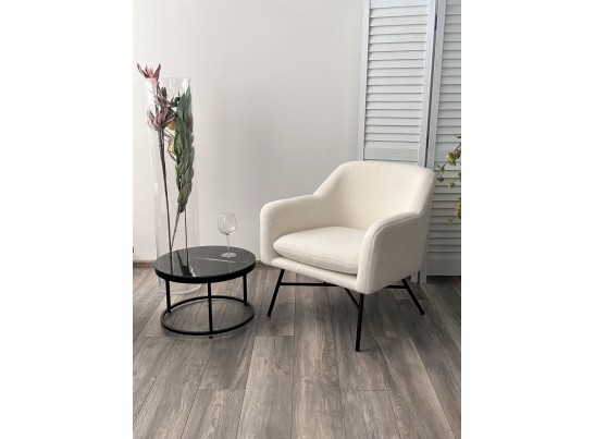 Кресло SHEEP NINI-01 Белый, teddy / черный каркас в Каменске-Уральском