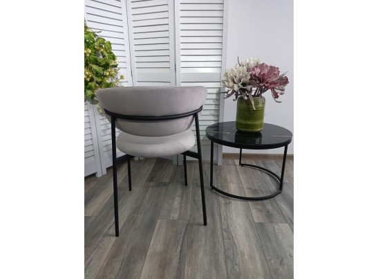 Стул ЛЕОНАРДО H-09 Светло-серый, велюр / черный каркас в Каменске-Уральском