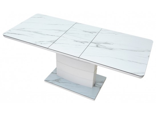 Стол ALTA 120 GREY-WHITE MARBLE/ WHITE глазурованное стекло в Каменске-Уральском