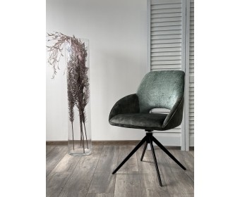 Стул BERRIES 360 град., Зеленый Loris-39, велюр/темно-зеленый 7525-156, велюр/ черный каркас, DISAUR