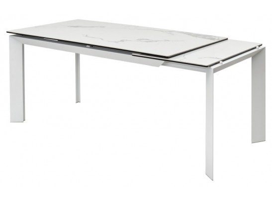 Стол CREMONA 160 HIGH GLOSS STATUARIO Белый мрамор глянцевый, керамика/ белый каркас в Каменске-Уральском