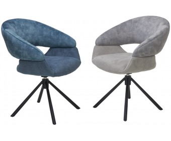 Стул EMBER 360 град. поворот. 7525-180 Серый, велюр/ ENJOY-451 Серый, ткань/ Черный, ®DISAUR