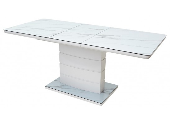 Стол ALTA 120 GREY-WHITE MARBLE/ WHITE глазурованное стекло в Каменске-Уральском