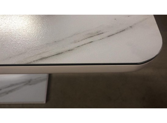 Стол ALTA 120 GREY-WHITE MARBLE/ WHITE глазурованное стекло в Каменске-Уральском