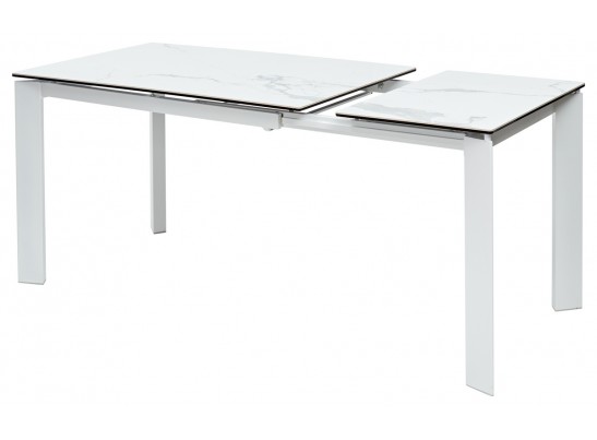 Стол CORNER 120 HIGH GLOSS STATUARIO керамика, стекло/ белый каркас, ®DISAUR в Каменске-Уральском