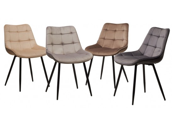 Стул MIAMI G062-37 светло-серый, велюр/ черный каркас в Каменске-Уральском