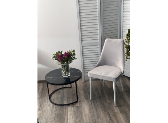 Стул NEPAL-P СВЕТЛО-СЕРЫЙ BM-4, велюр/ белый каркас в Каменске-Уральском