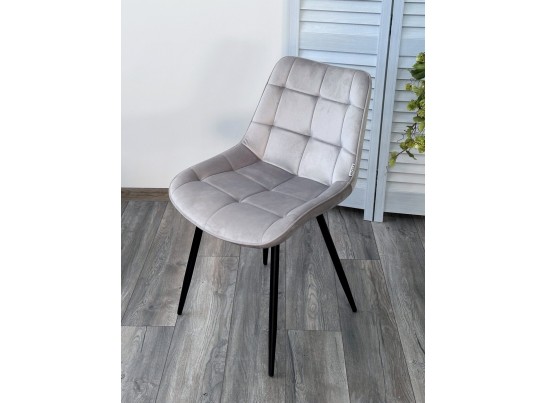 Стул MIAMI G062-37 светло-серый, велюр/ черный каркас в Каменске-Уральском