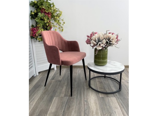 Стул FANTINE-LA РОЗОВЫЙ #15, велюр / черный каркас в Каменске-Уральском