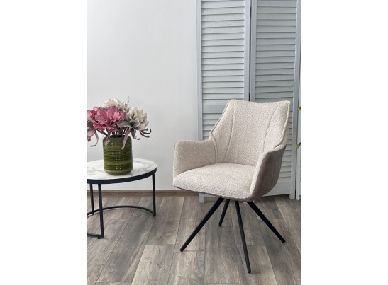 Стул BREVIS 180 град. поворот. XD841-02 Бежевый, букле/ GINO-101 Бежевый, ткань/ Черный, ®DISAUR