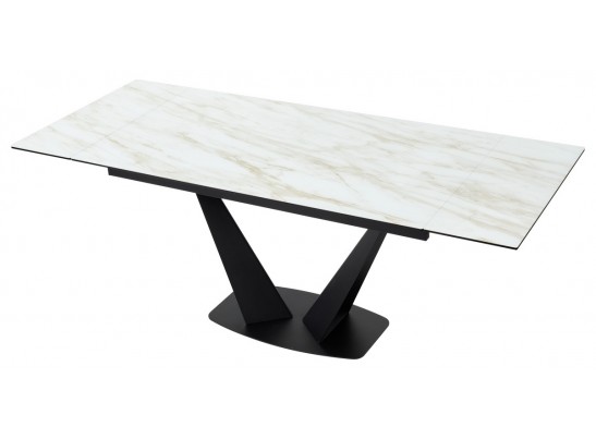 Стол Ниагара 160 Бежевый мрамор, стекло / черный каркас в Каменске-Уральском