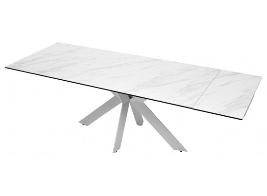 Стол BELLUNO 160 MARBLES KL-99 Белый мрамор матовый, итальянская керамика/ белый каркас, ®DISAUR в Каменске-Уральском