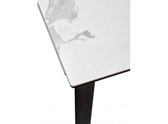 Стол CREMONA 160 HIGH GLOSS STATUARIO Белый мрамор глянцевый, керамика/ черный каркас в Каменске-Уральском