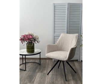 Стул BREVIS 180 град. поворот. XD841-02 Бежевый, букле/ GINO-101 Бежевый, ткань/ Черный, ®DISAUR