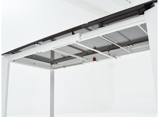 Стол CORNER 120 HIGH GLOSS STATUARIO керамика, стекло/ белый каркас, ®DISAUR в Каменске-Уральском