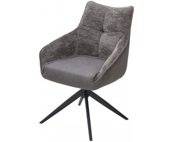 Стул FABIAN 360 град. поворот. MONA-464 Серый, PU/ STEAM-132 Серый, ткань / черный каркас, ®DISAUR