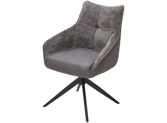 Стул FABIAN 360 град. поворот. MONA-464 Серый, PU/ STEAM-132 Серый, ткань / черный каркас, ®DISAUR