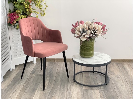 Стул FANTINE-LA РОЗОВЫЙ #15, велюр / черный каркас в Каменске-Уральском