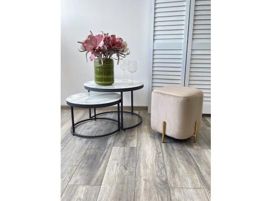 Пуф для гостиной ARES BLUVEL-40 BEIGE / GOLD в Каменске-Уральском