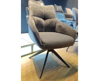 Стул FABIAN 360 град. поворот. MONA-464 Серый, PU/ STEAM-132 Серый, ткань / черный каркас, ®DISAUR