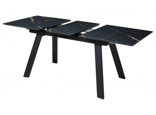Стол Морис 140 Обсидиан сатинат, стекло / черный каркас в Каменске-Уральском