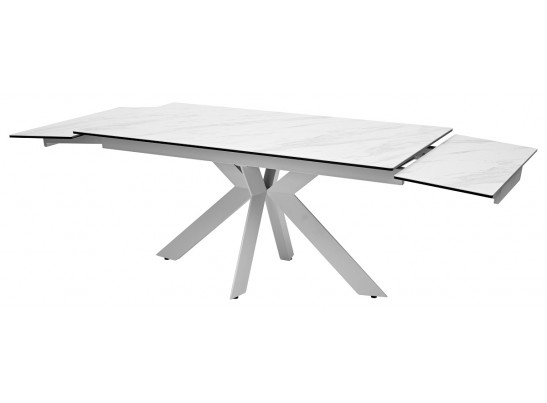 Стол BELLUNO 160 MARBLES KL-99 Белый мрамор матовый, итальянская керамика/ белый каркас, ®DISAUR в Каменске-Уральском