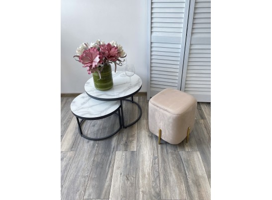 Пуф для гостиной ARES BLUVEL-40 BEIGE / GOLD в Каменске-Уральском