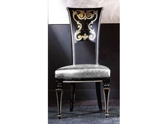 3179/SR Стул, HAND MADE черный со старением и рисунком СКИДКА 50% в Каменске-Уральском