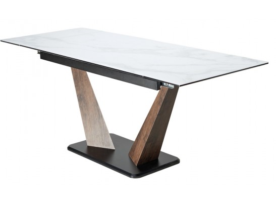 Стол Вирджиния 140 БЕЛЫЙ МРАМОР, стекло глянец / ЛЕСНОЙ ОРЕХ, ЧЕРНЫЙ, в Каменске-Уральском