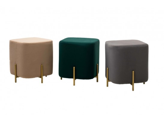 Пуф для гостиной OTTO, цвет Velutto 05 Бежевый, велюр / золотой каркас в Каменске-Уральском