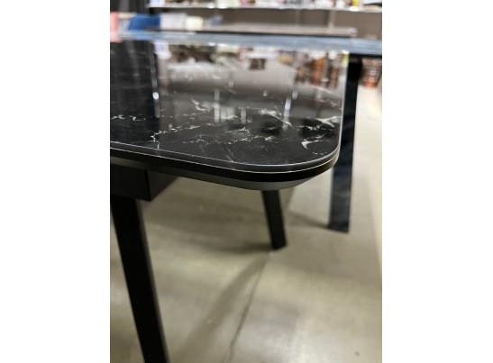 Стол АРУБА 140 ЧЕРНЫЙ МРАМОР, стекло / черный каркас в Каменске-Уральском