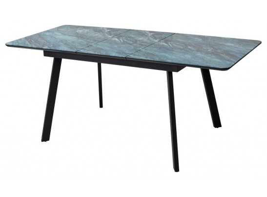 Стол АРУБА 140 АКВАМАРИН, стекло/ ЧЕРНЫЙ каркас в Каменске-Уральском