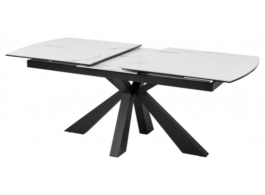 Стол ROVIGO 170 HIGH GLOSS STATUARIO Белый мрамор глянцевый, керамика/ черный каркас в Каменске-Уральском