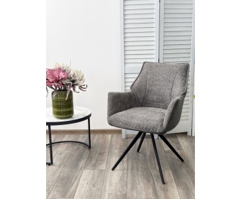 Стул BREVIS 180 град. поворот. XD841-16 Серый, букле/ GINO-457 Серый, ткань/ Черный, ®DISAUR