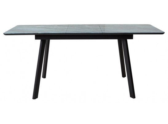 Стол АРУБА 140 АКВАМАРИН, стекло/ ЧЕРНЫЙ каркас в Каменске-Уральском