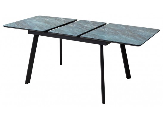 Стол АРУБА 140 АКВАМАРИН, стекло/ ЧЕРНЫЙ каркас в Каменске-Уральском